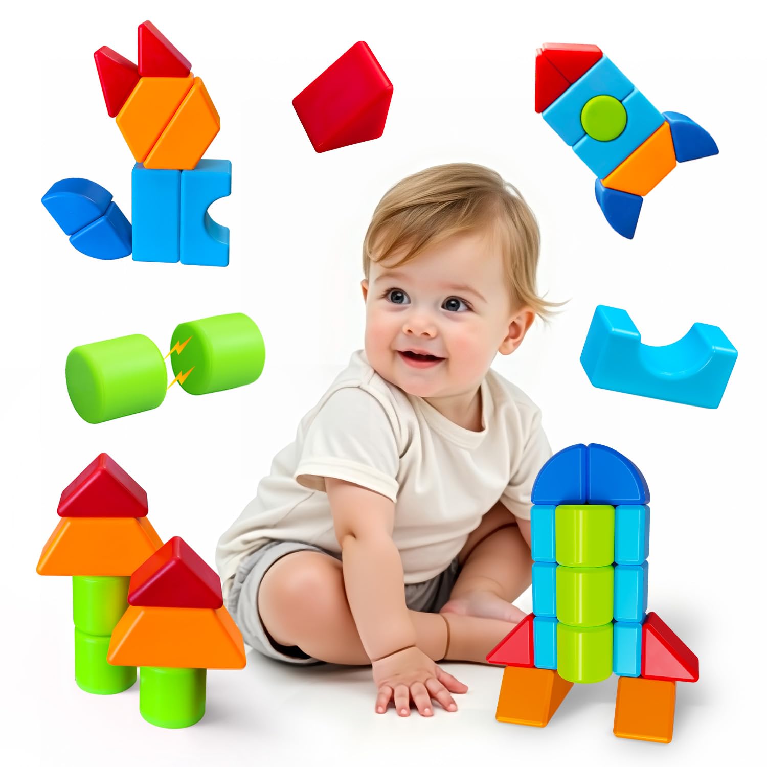 Pairez Toys magnetic rocket blocks stimulate imaginative play and stacking.
