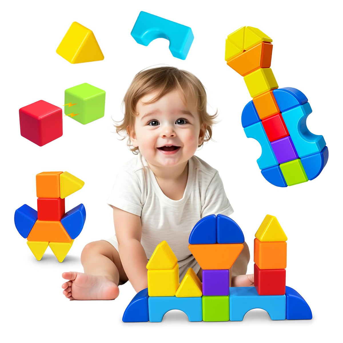 Pairez Toys magnetic building blocks in a rainbow set for open-ended play.