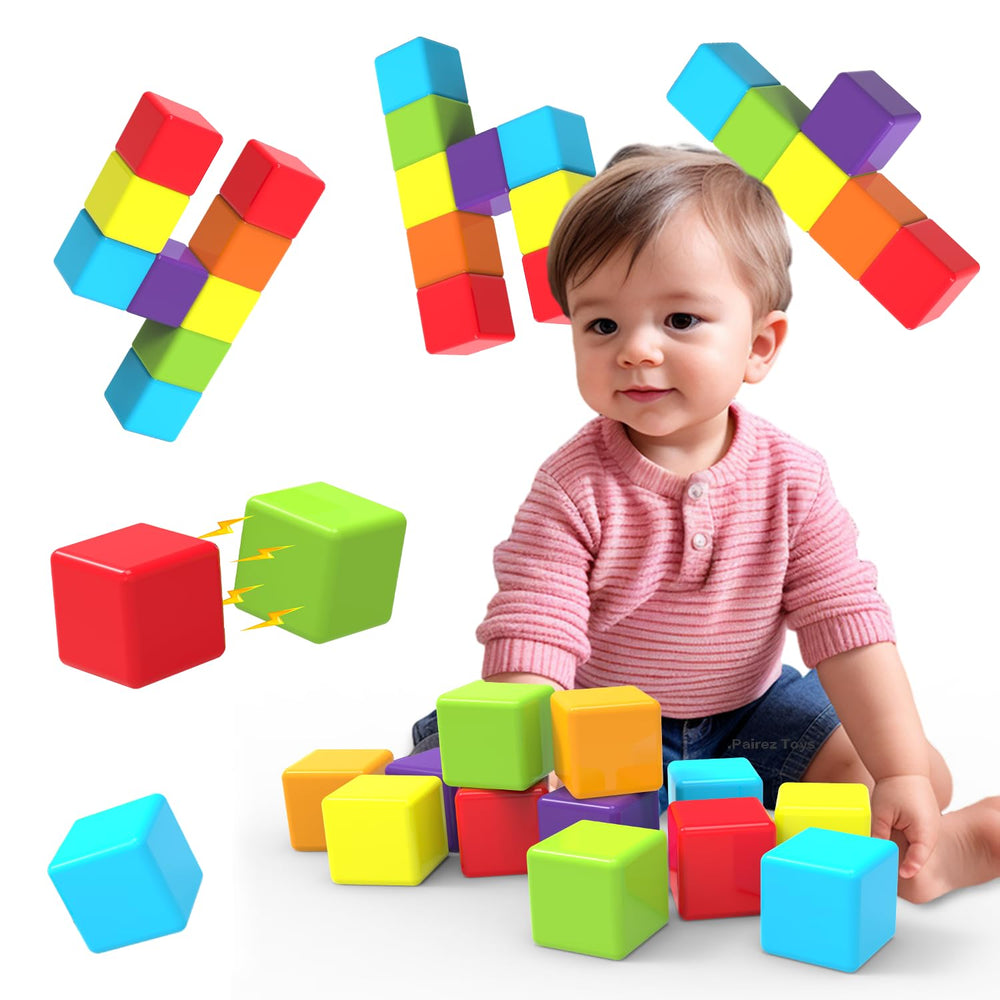 Pairez Toys magnetic building blocks large blocks in hand promote fine motor play.
