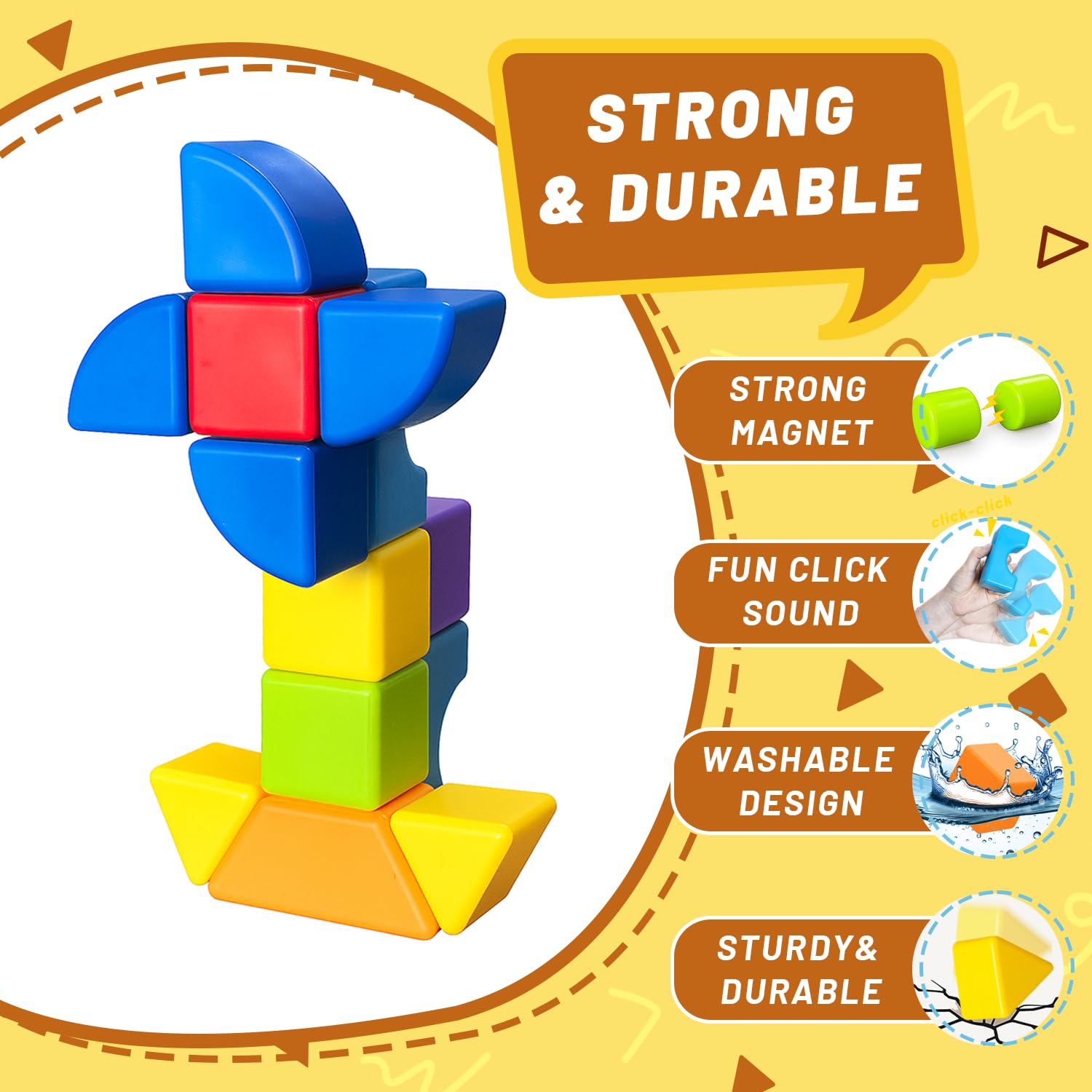 Storage box keeps Pairez Toys magnetic blocks organized and portable.