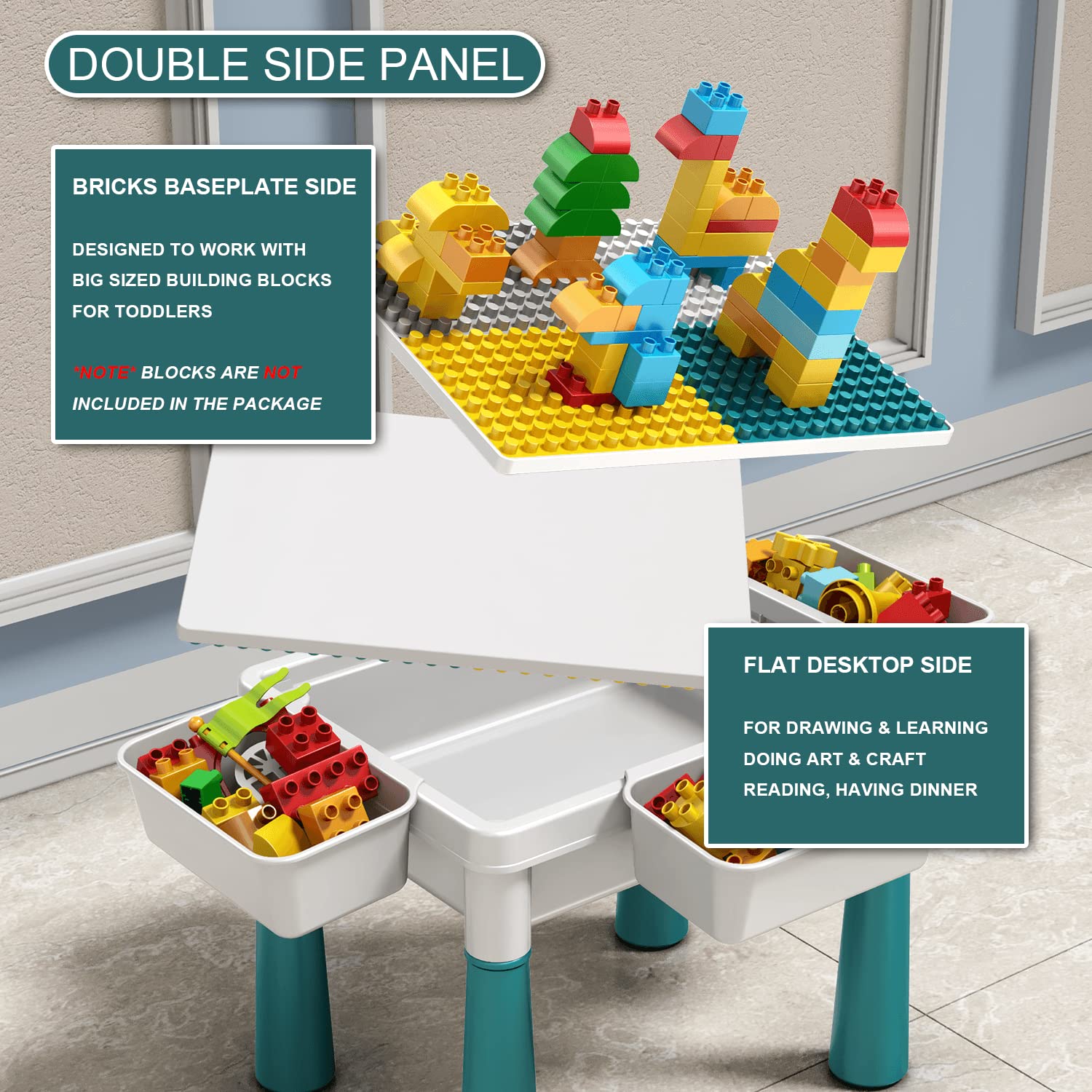 Pairez Toys small activity table sand and water area encourages tactile exploration.