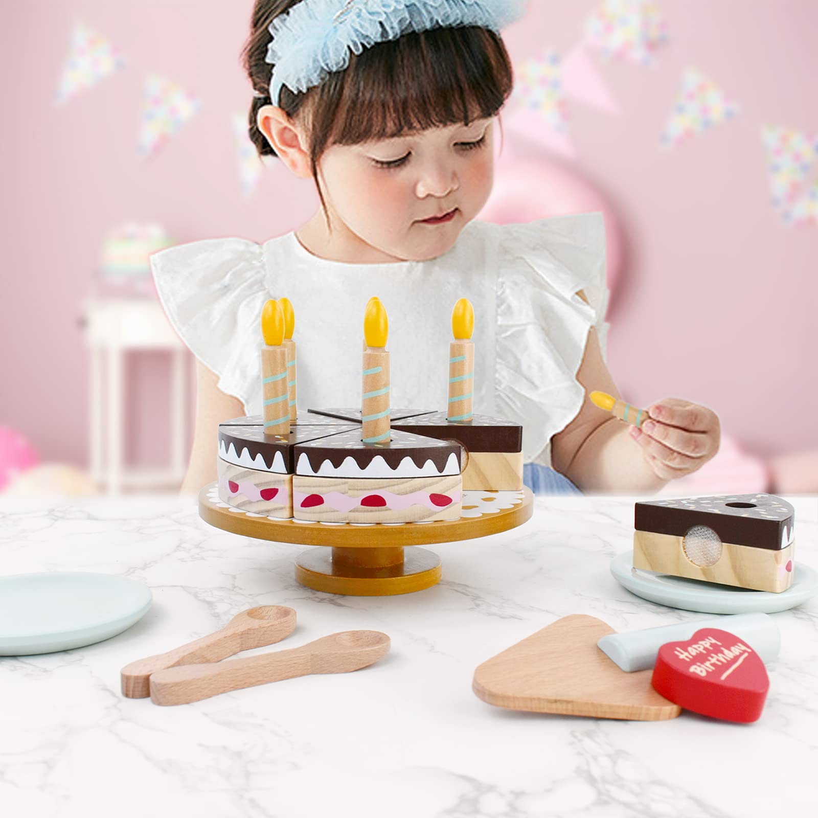 PairPear birthday cake playset serving knife aids safe pretend cake cutting