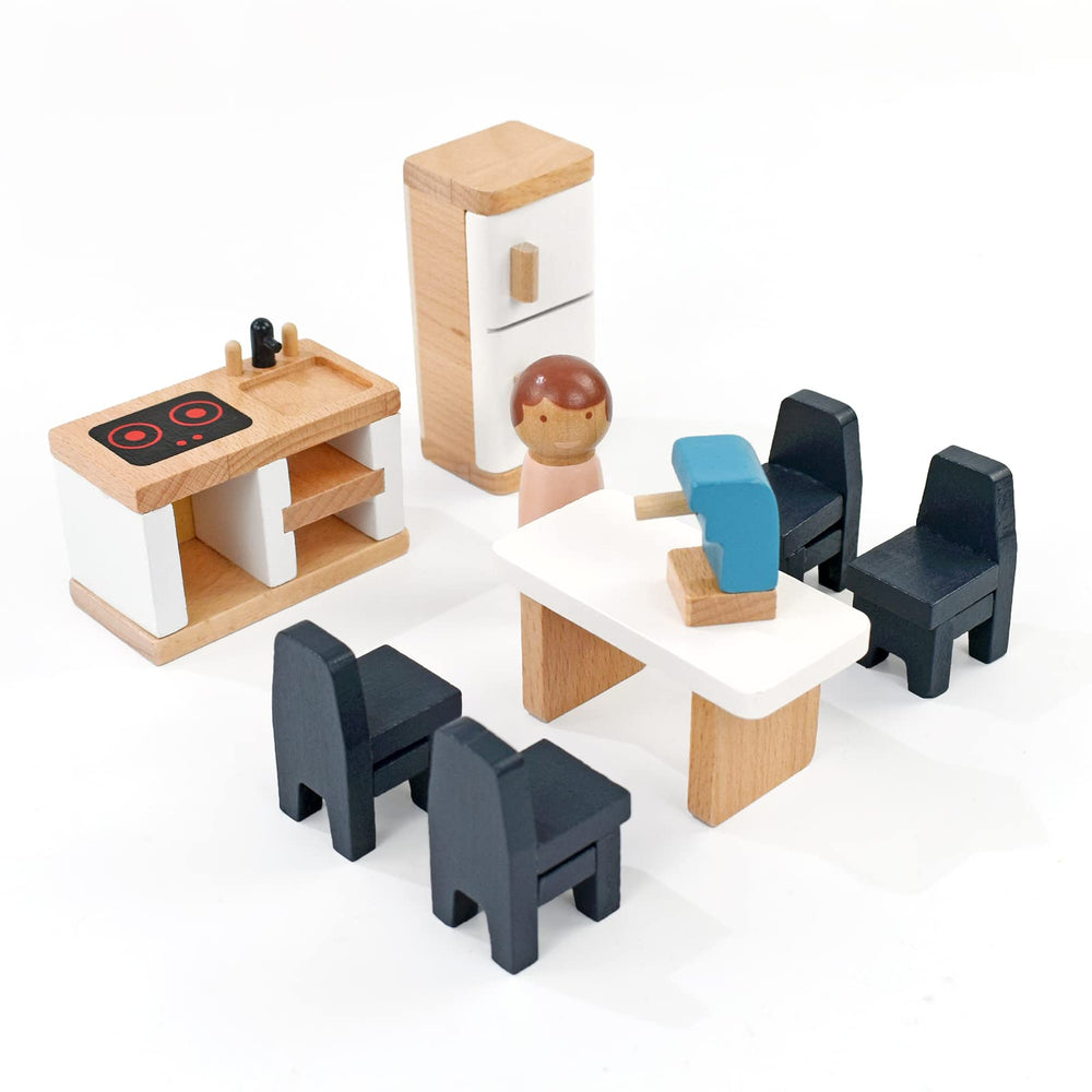 PairPear wooden family dolls add lifelike role-play to kids' dollhouse adventures
