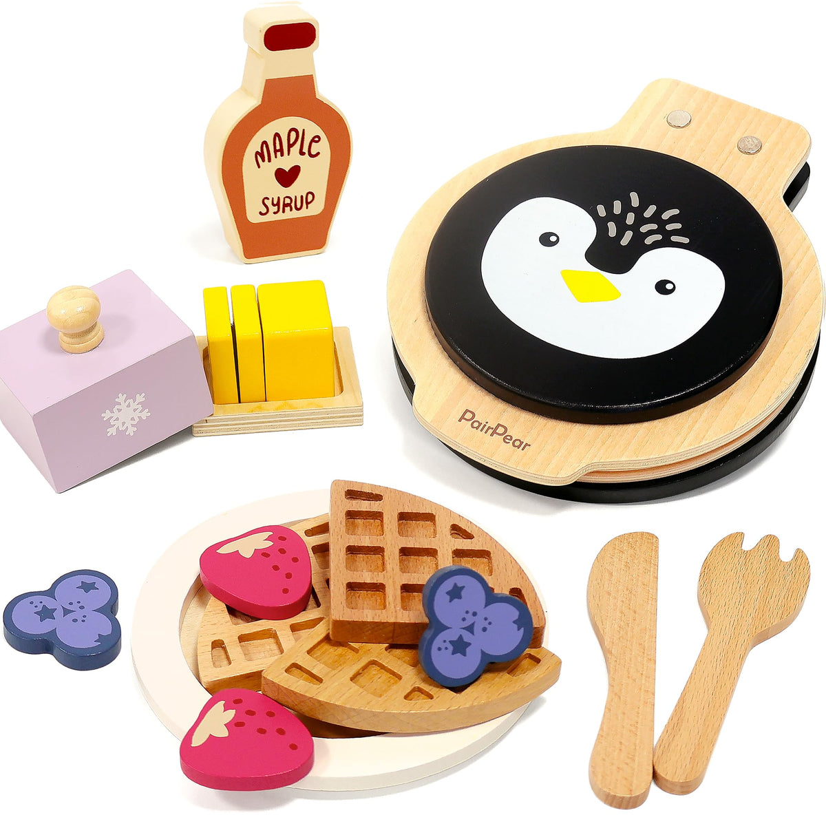 PairPear penguin waffle maker for imaginative breakfast play and storytelling
