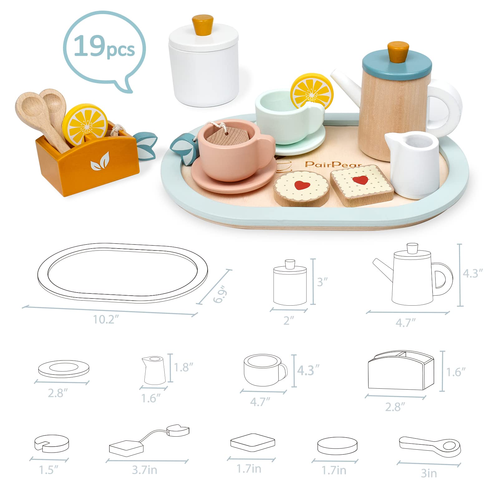PairPear tea set sugar pot encourages pretend recipes and sharing