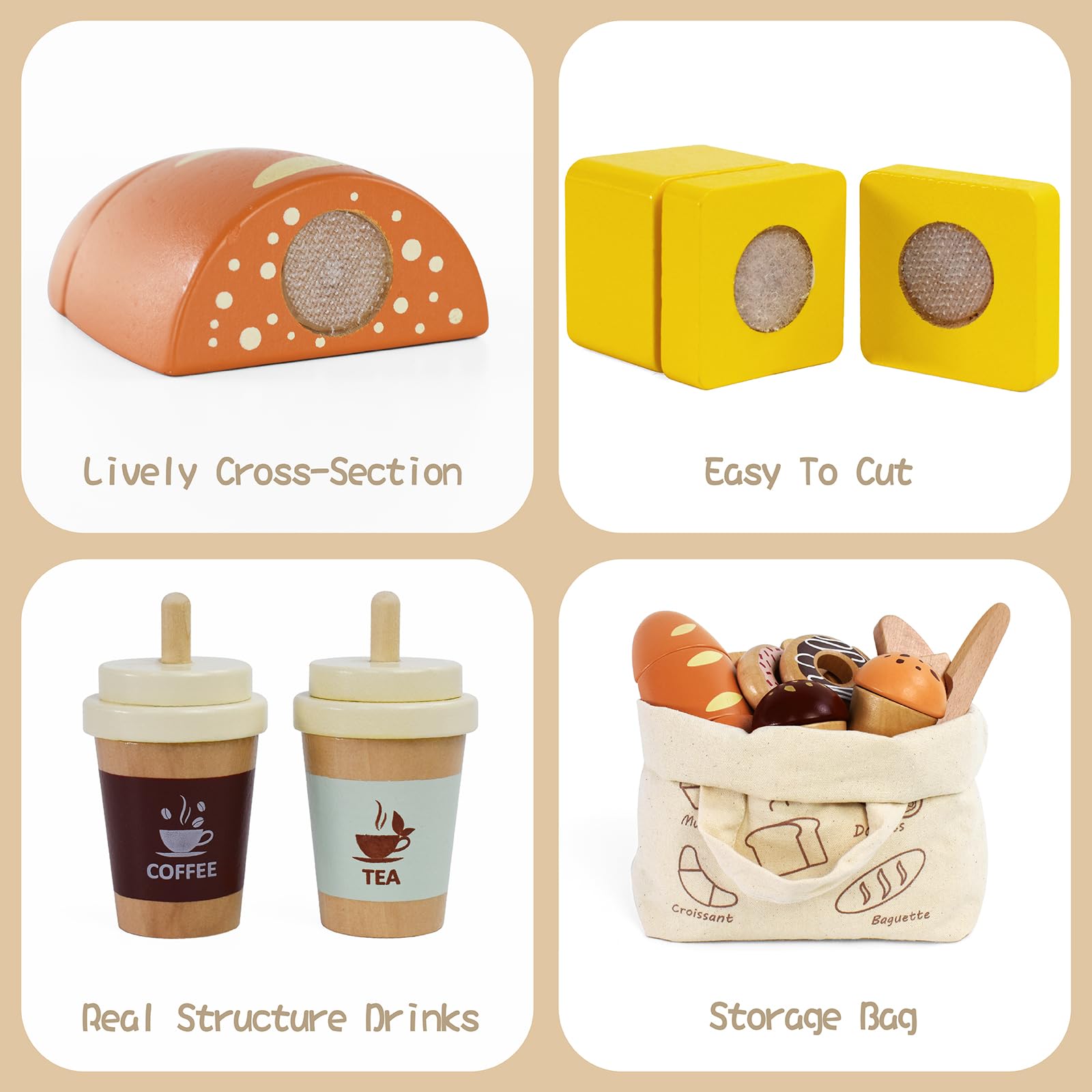 PairPear wooden knife and items for safe, durable cooking play.