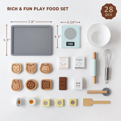 PairPear 28-piece wooden play food set supports imaginative meals