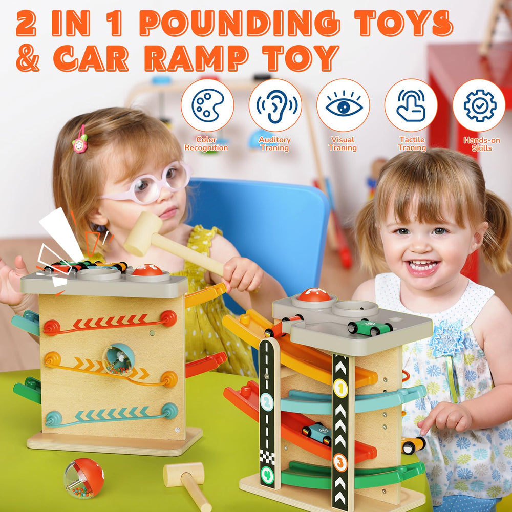 Paisure Four mini cars deliver fast play, aiding visual tracking and social turn-taking.