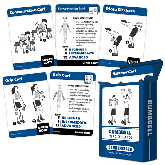 Palace Learning dumbbell card showing grip position and technique tips
