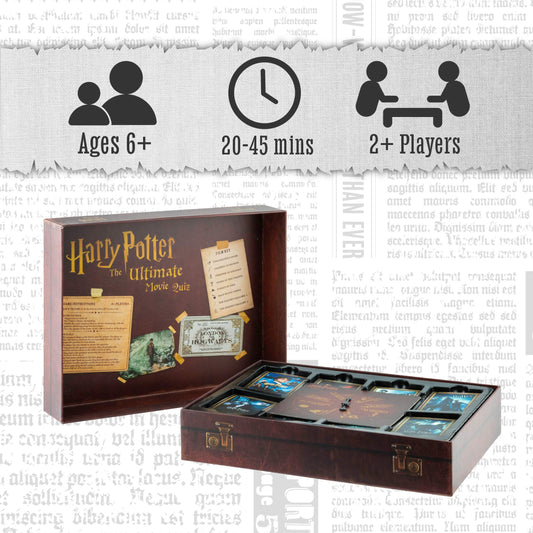 Paladone Harry Potter Movie Quiz box features official art for quick setup.
