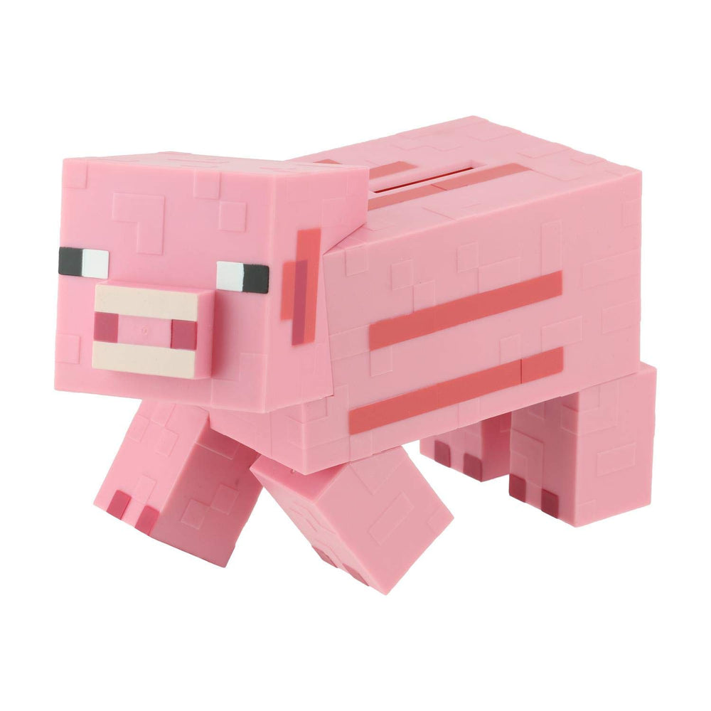 Paladone Minecraft Pig Money Bank in pink with 3D pixel art design.