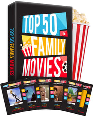Palettes and Prints family night scratch-off deck cover with inviting movie-themed art for cozy evenings.