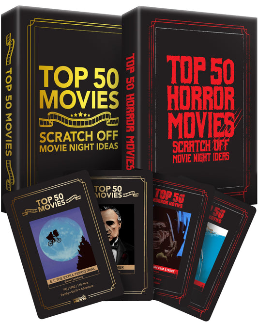 Palettes and Prints fan bundle cover with horror scratch-off decks, ideal for gift-ready movie nights.