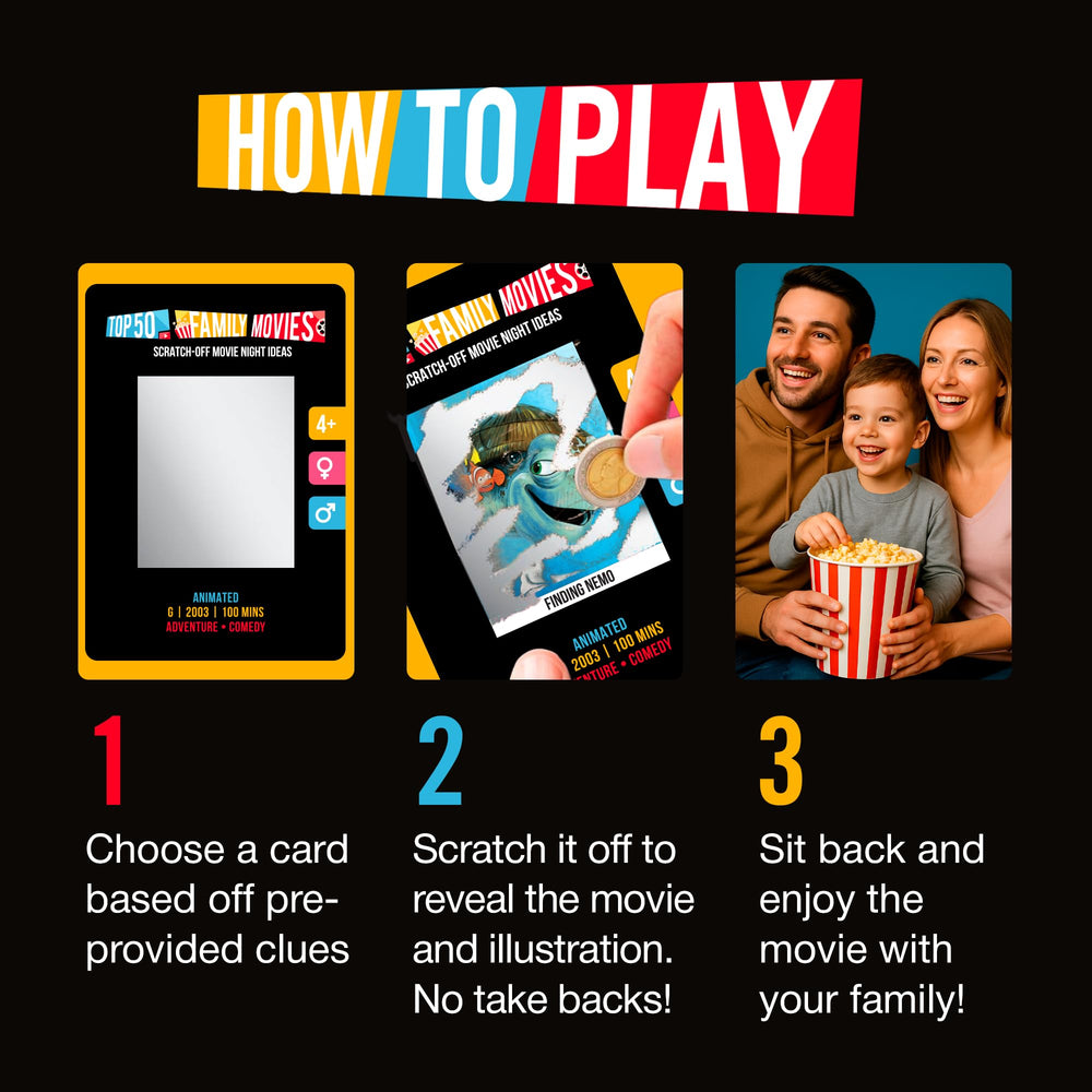 Palettes and Prints hand-drawn film scene card adds visual anticipation to movie night.