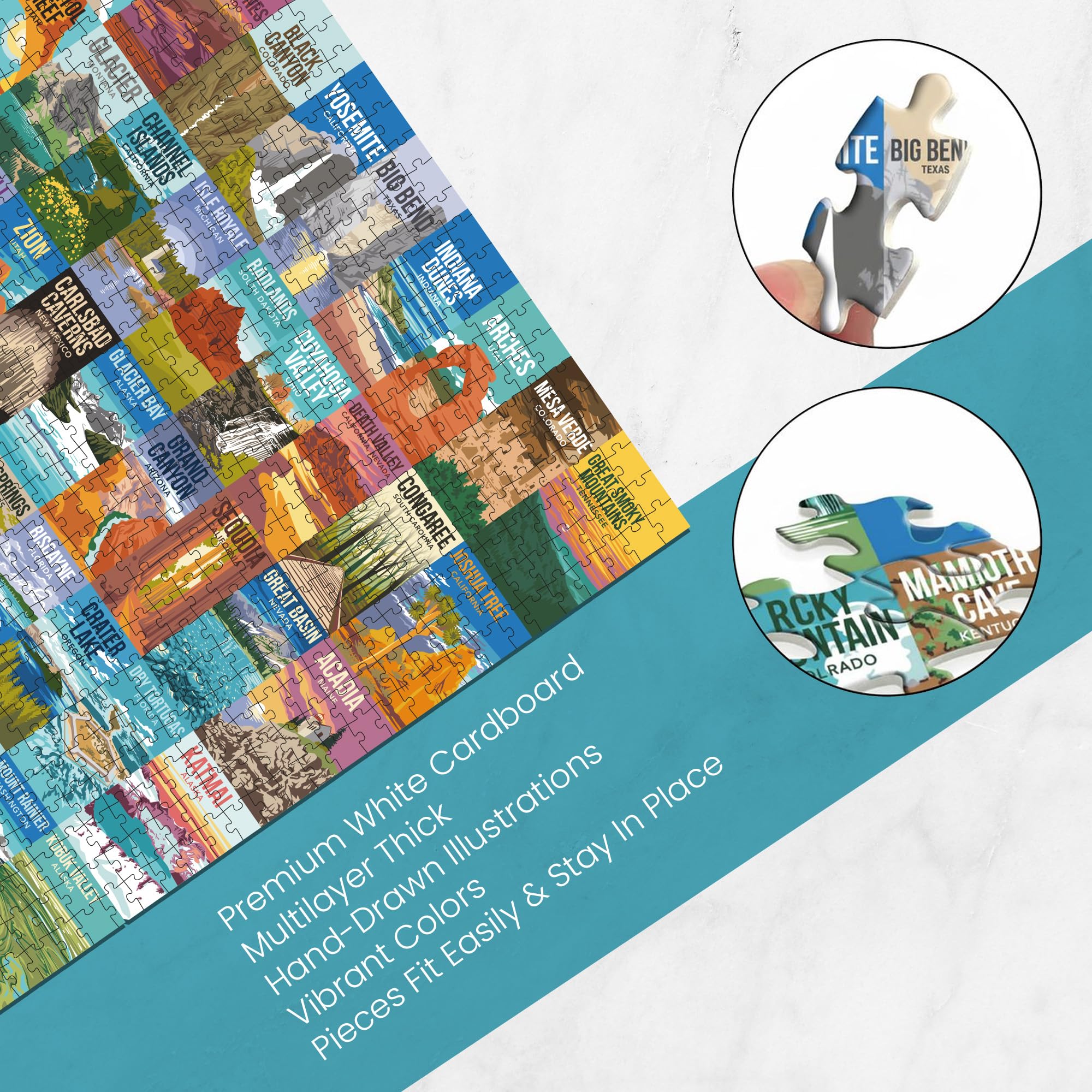 Palettes and Prints National Parks Puzzle grand-teton illustration invites tranquil puzzle time at home.