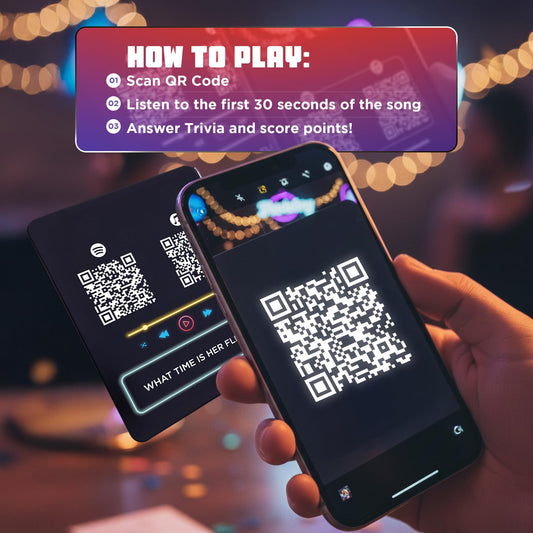 Q The Music QR code scan adds a modern twist to lyric trivia.