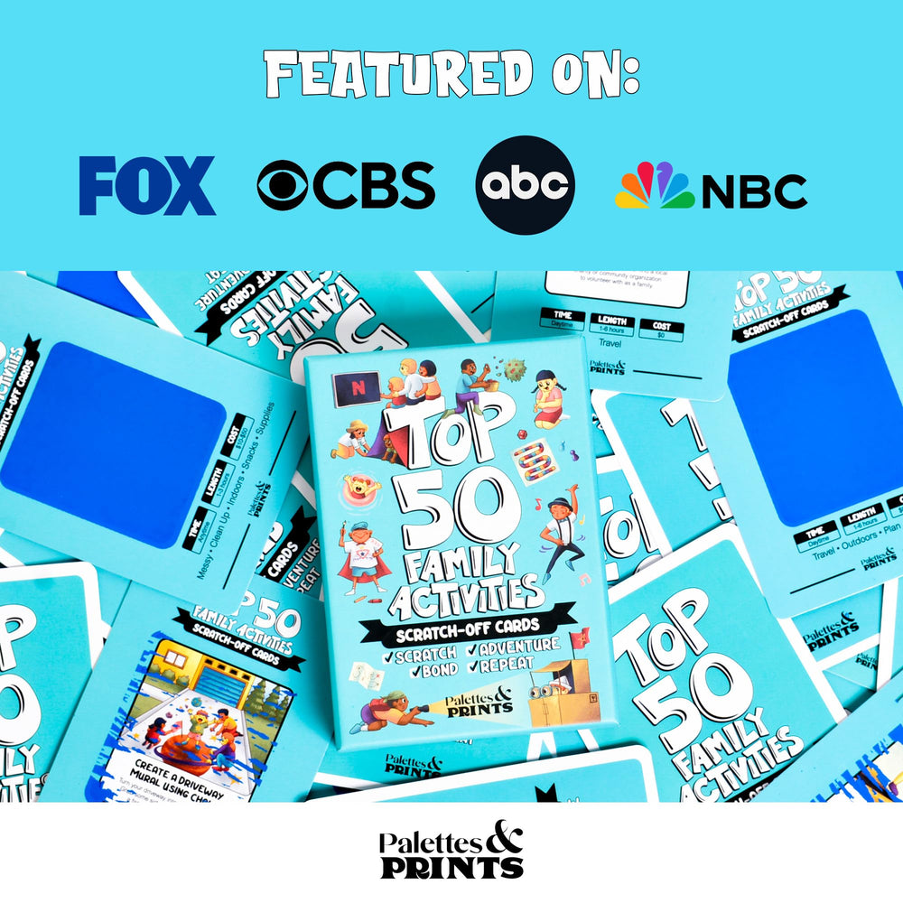Scratch-off action reveals a ready-to-do Palettes and Prints moment.