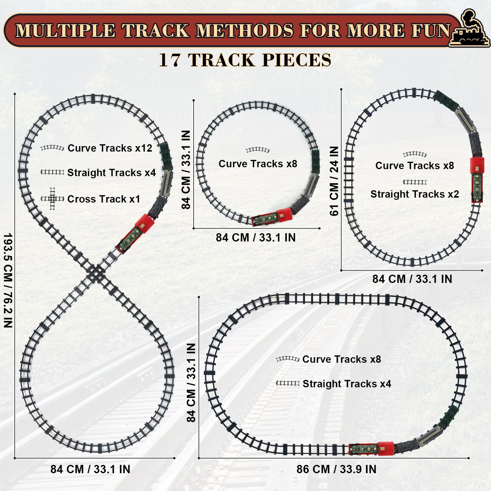 PaLeyFer Deluxe carriages and cars create a durable, family-friendly train set.