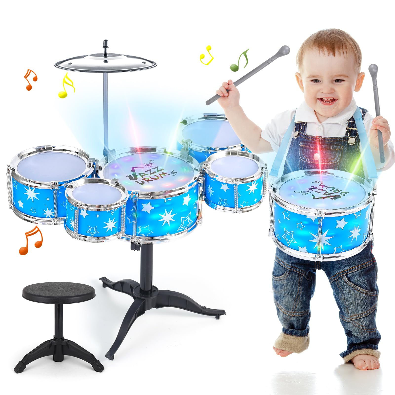 PaLeyFer Kids Drum Set with LED light for engaging toddler rhythm play.