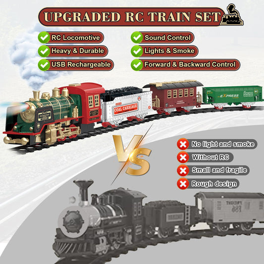 PaLeyFer train set emits smoke and lights to enhance the realistic steam-era feel.