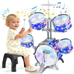 PaleyFer upgraded kids drum set with lights for interactive play