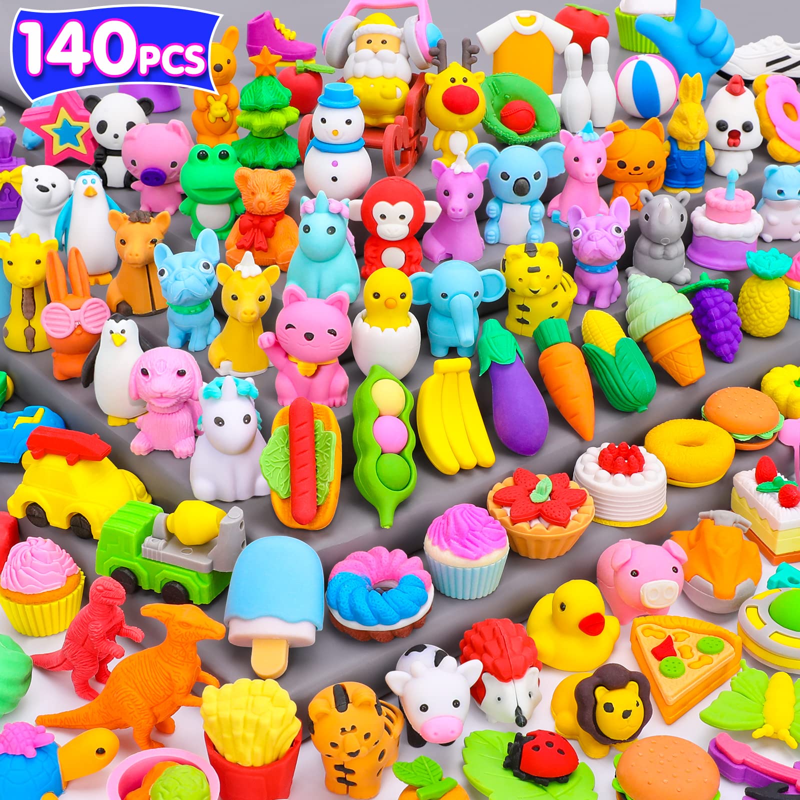 Palmatte mini animal erasers pack for classroom prizes and play.