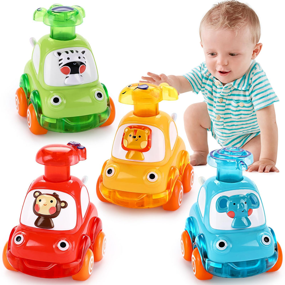 Palmatte press-and-go cars top view: engaging play that supports color recognition.