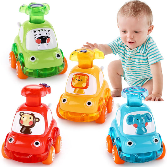 Palmatte press-and-go cars top view: engaging play that supports color recognition.