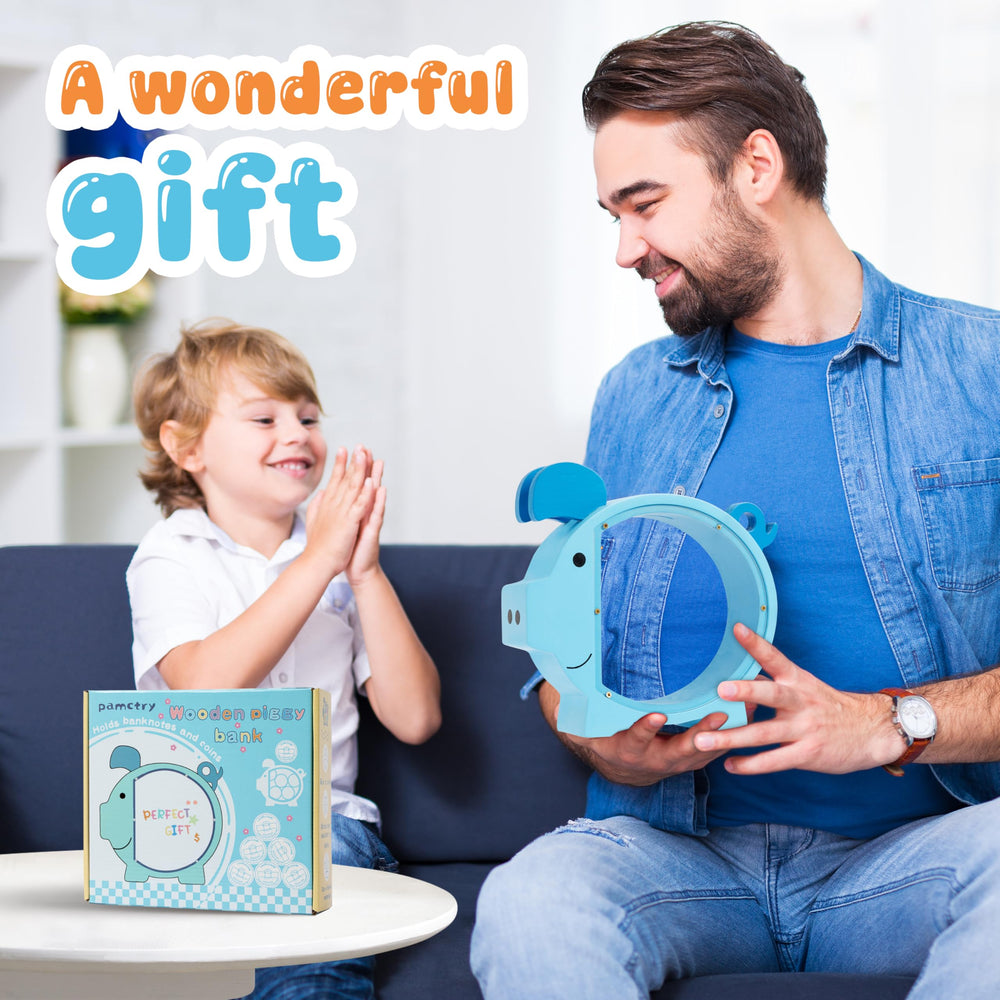 Custom name kit for Pamctry Piggy Bank encourages creativity and ownership.