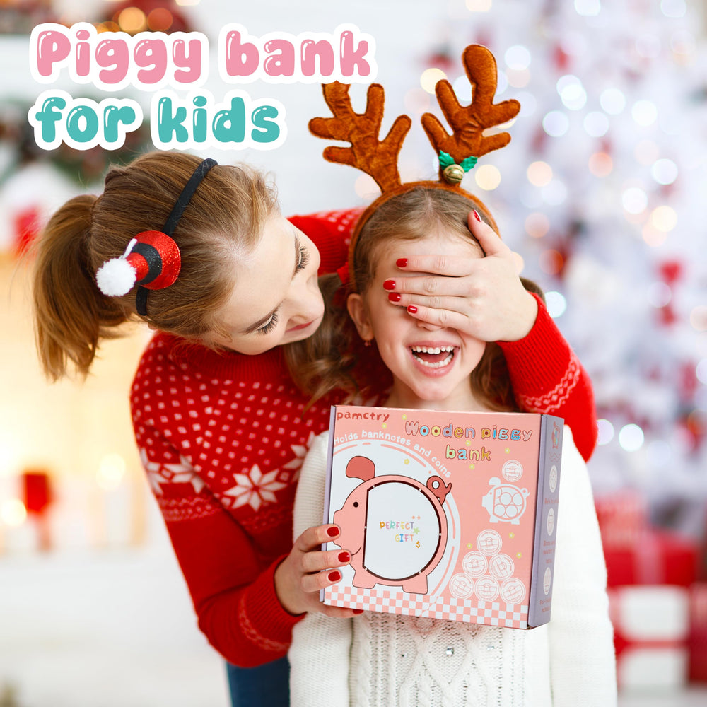 Name stickers on Pamctry Piggy Bank personalize a delightful gift.