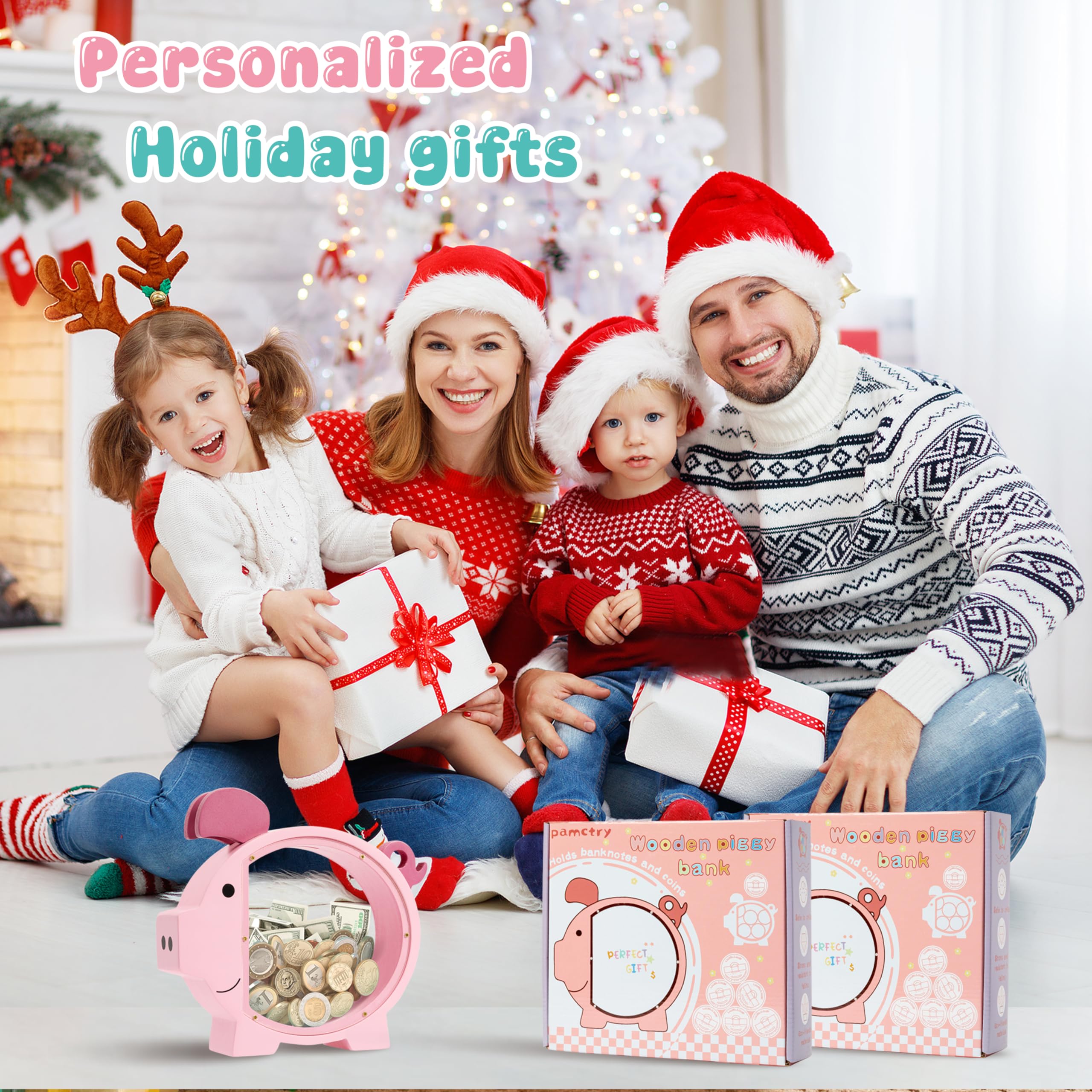 Safe and durable wooden build of Pamctry Piggy Bank for growing savers.