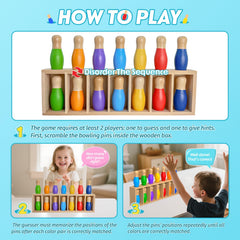 Pamexin fourteen pins wooden set offers varied clues for family challenges.