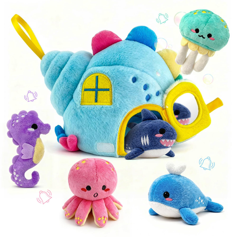 Pamexin ocean toy conch house for babies, soft texture and storage in one