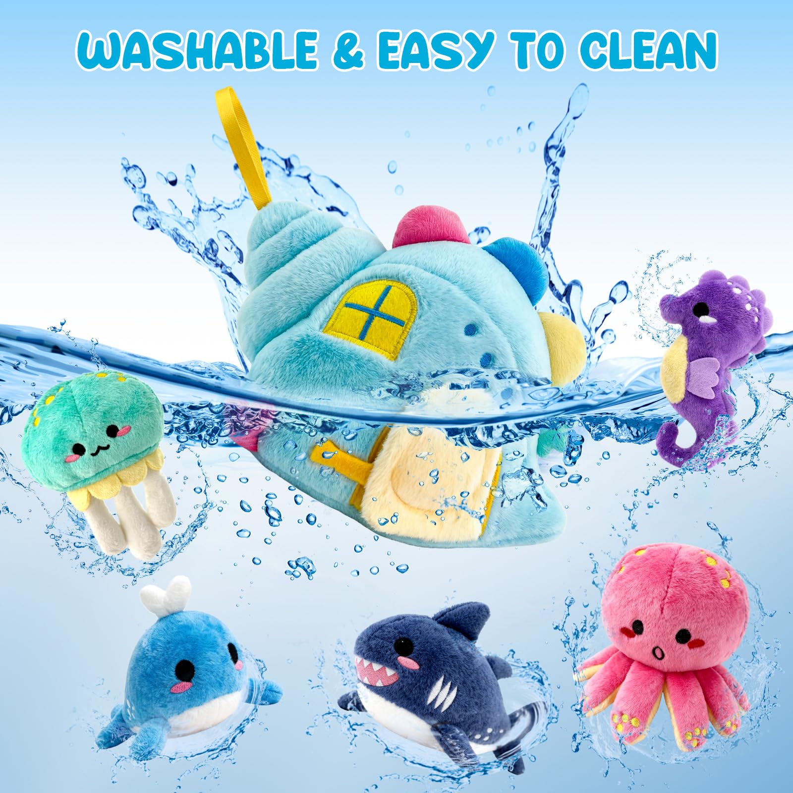 Pamexin ocean toy jellyfish aids visual tracking during gentle play