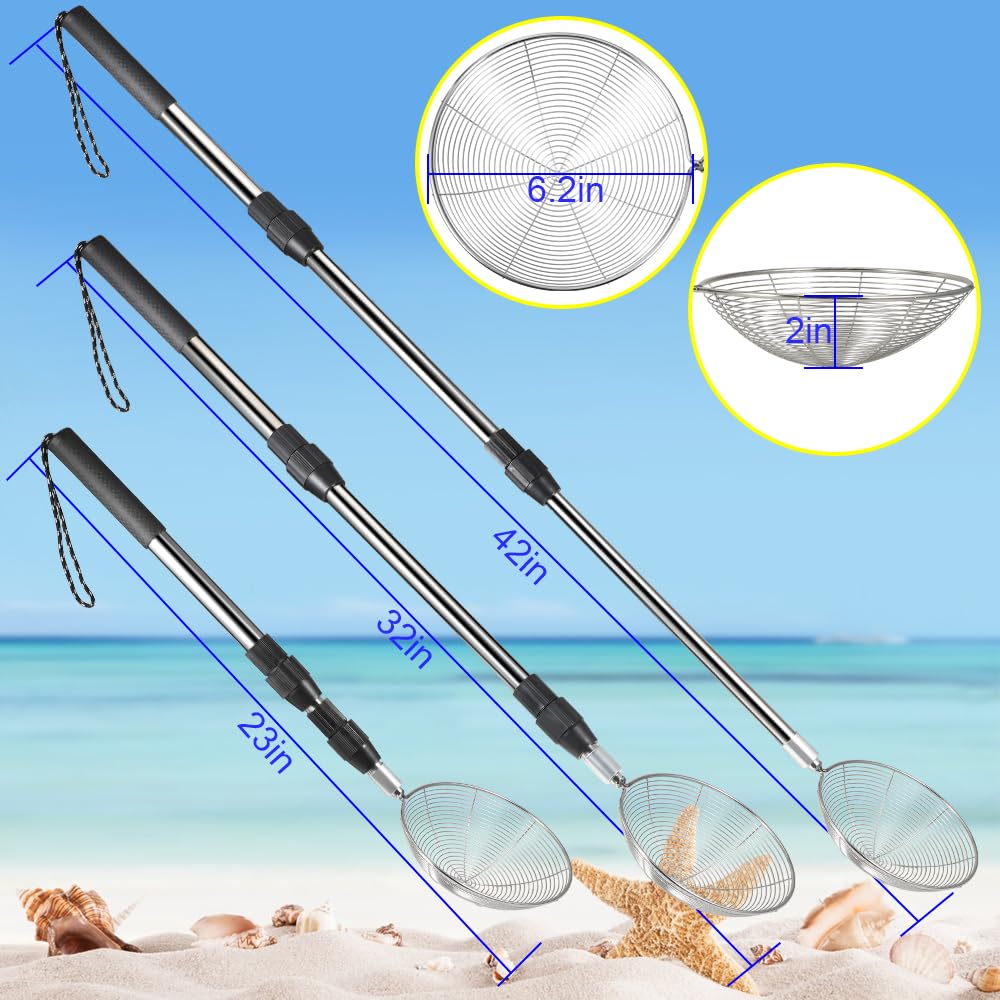 PAMISO sifters with locking extensions for tall beach digging.
