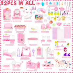 Pamonrueer 92pcs bedroom furniture for 1:12 scale supports storytelling and room styling.