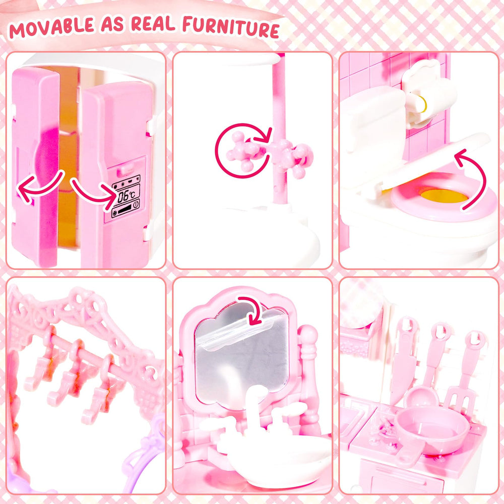 Pamonrueer 92pcs kitchen accessories for dollhouse adds realistic dining and cooking scenes.