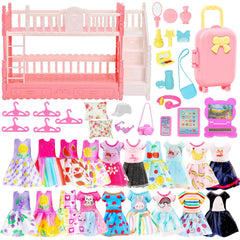 Pamonrueer bunk bed travel case featuring mini dresses for imaginative play