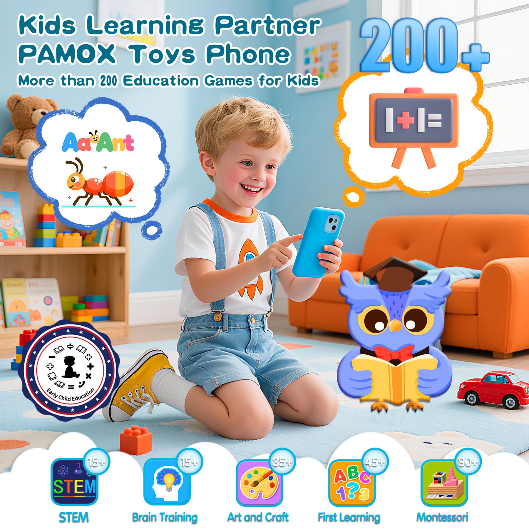 PAMOX educational games library supports letter and number skills through fun activities.