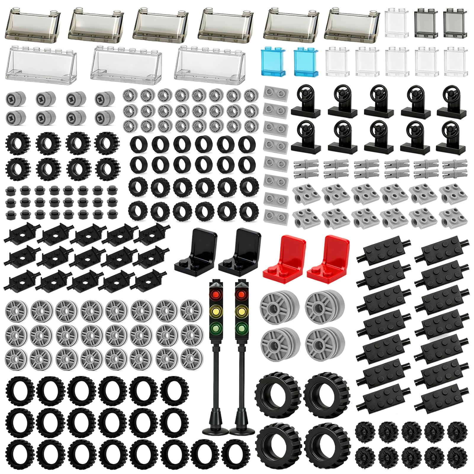 Pamvava wheels and axles set for imaginative build sessions and compatible with major brands.