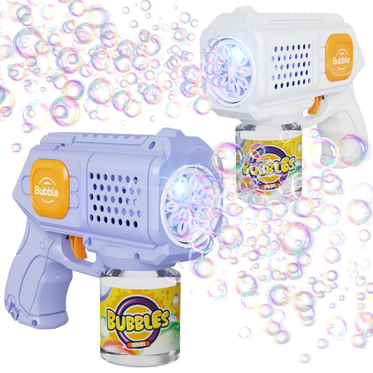 Panacare Bubble Gun with 10 LED holes emits vibrant bubbles at night.