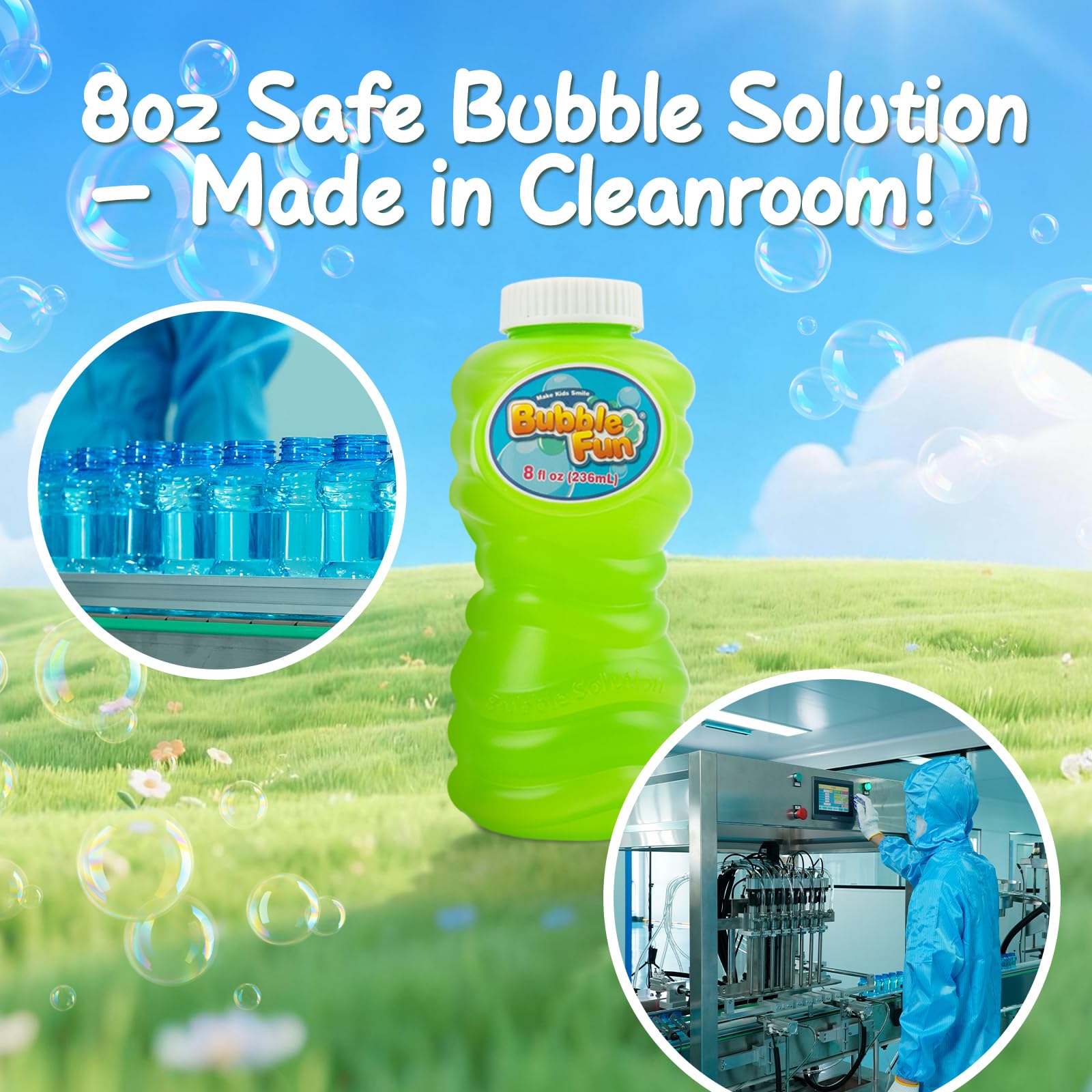 Panda Bubble Machine features screw-locked battery compartment for safer setup.