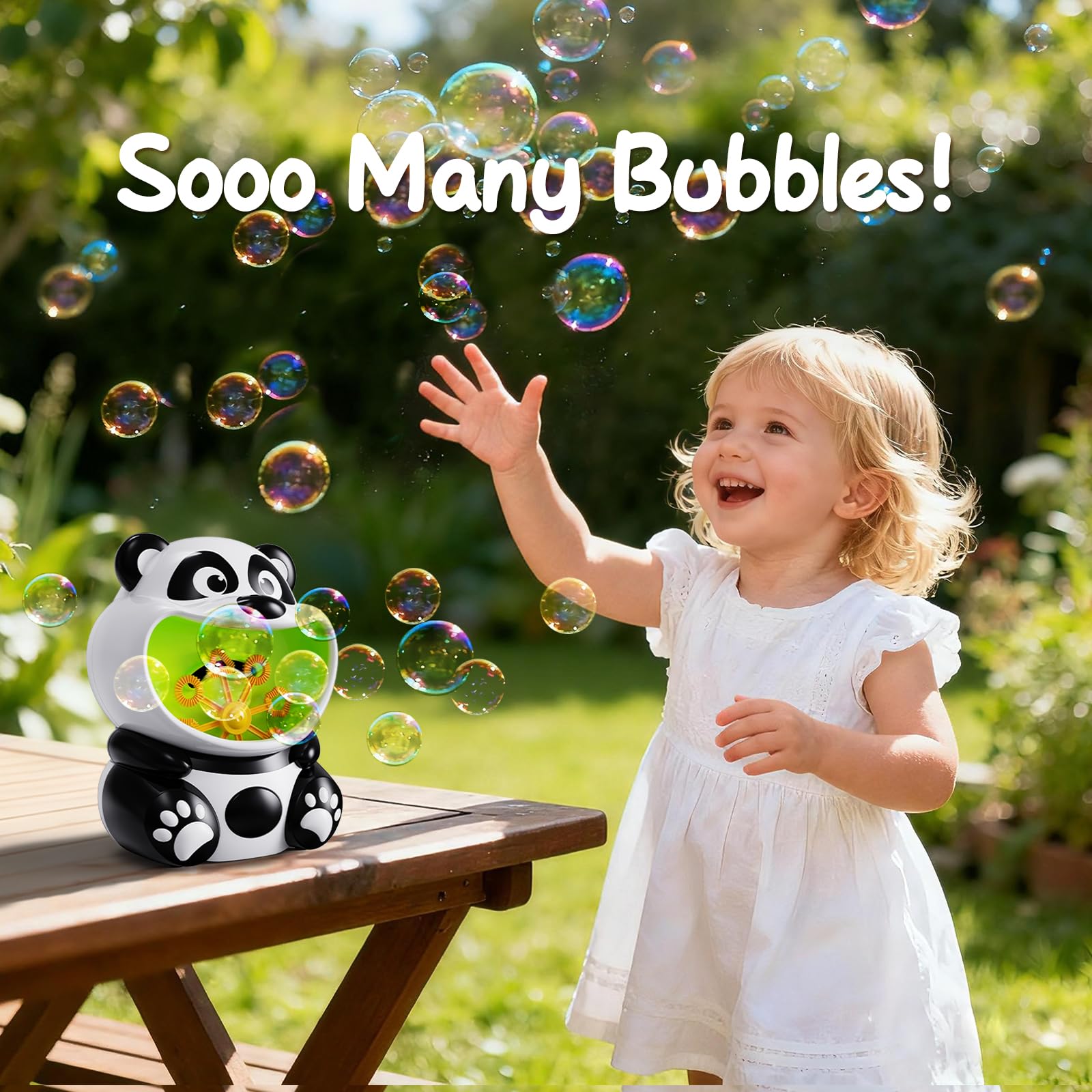 Panda Bubble Machine uses non-toxic ABS for safe, durable fun.