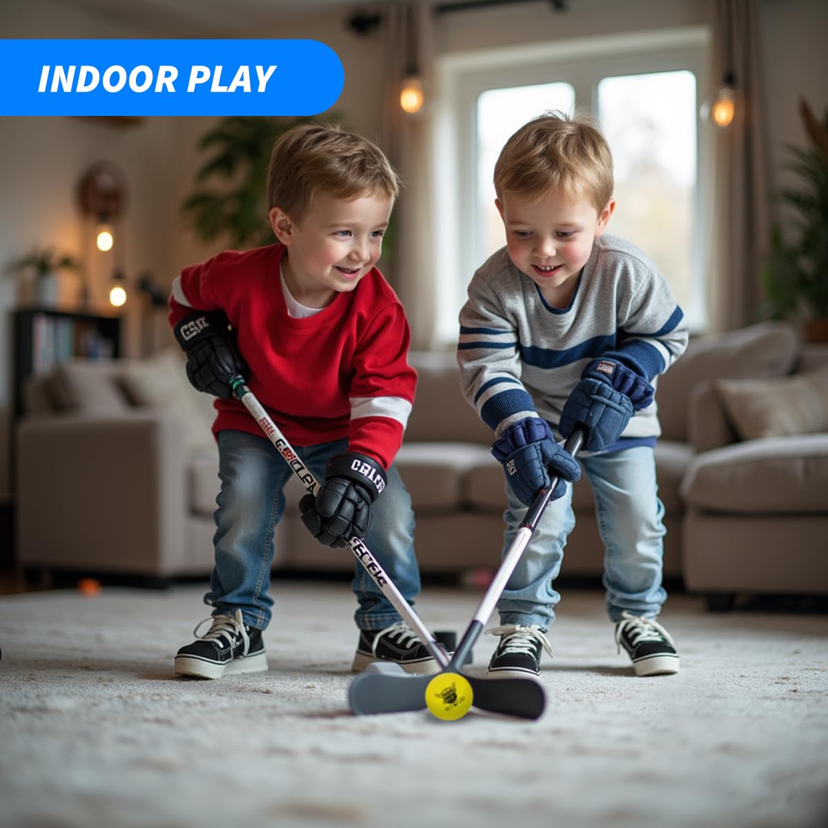 Pandahero indoor hockey set with 24 balls supports group drills and practice.