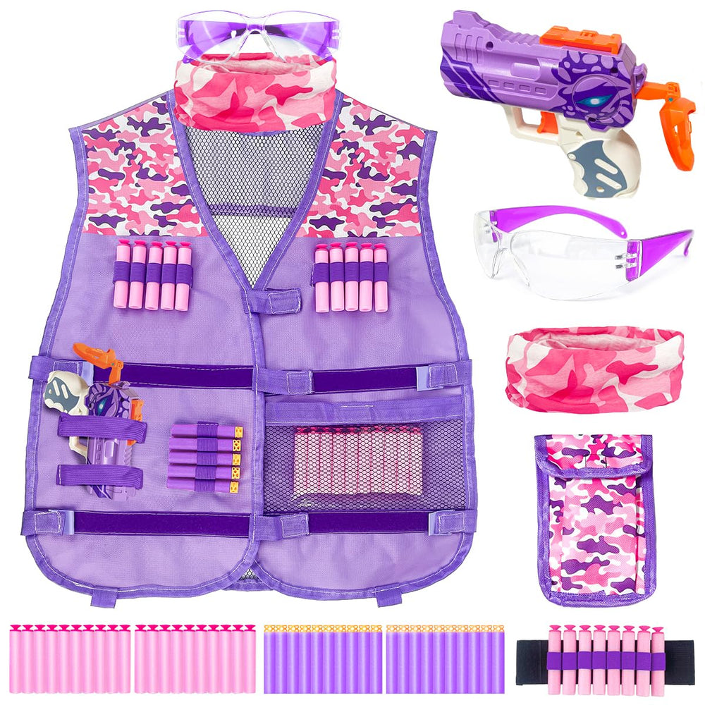 Pandahero Kids Tactical Vest Kit front view for action-packed Nerf battles.
