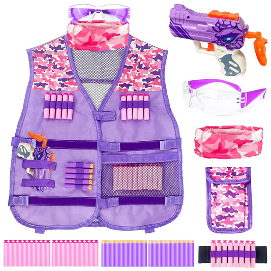 Pandahero Kids Tactical Vest Kit front view for action-packed Nerf battles.