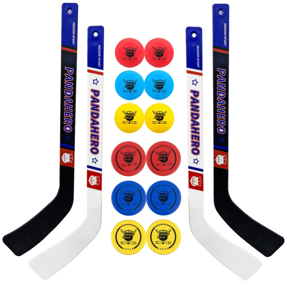 Pandahero mini knee hockey sticks set with white and black sticks for safe indoor play