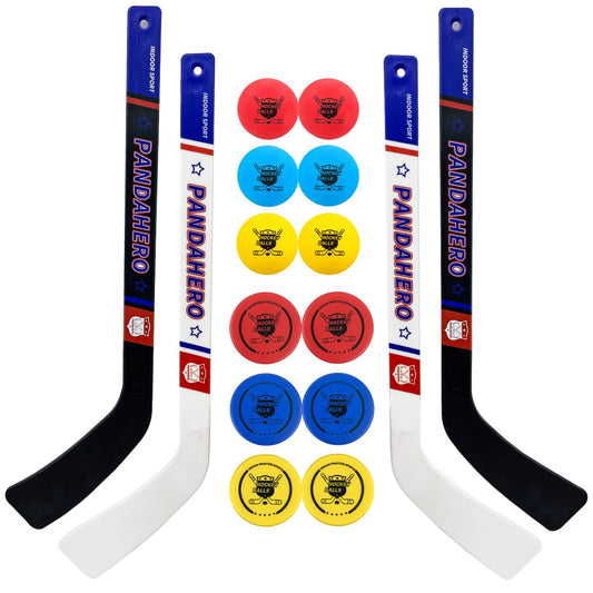 Pandahero mini knee hockey sticks set with white and black sticks for safe indoor play