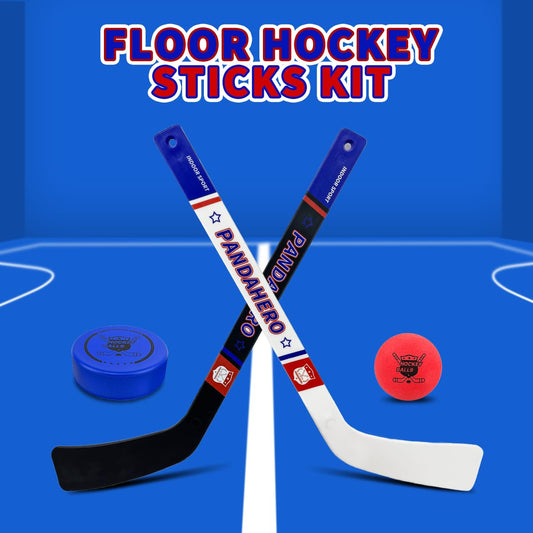 Close-up of Pandahero white knee hockey stick showing kid-friendly grip