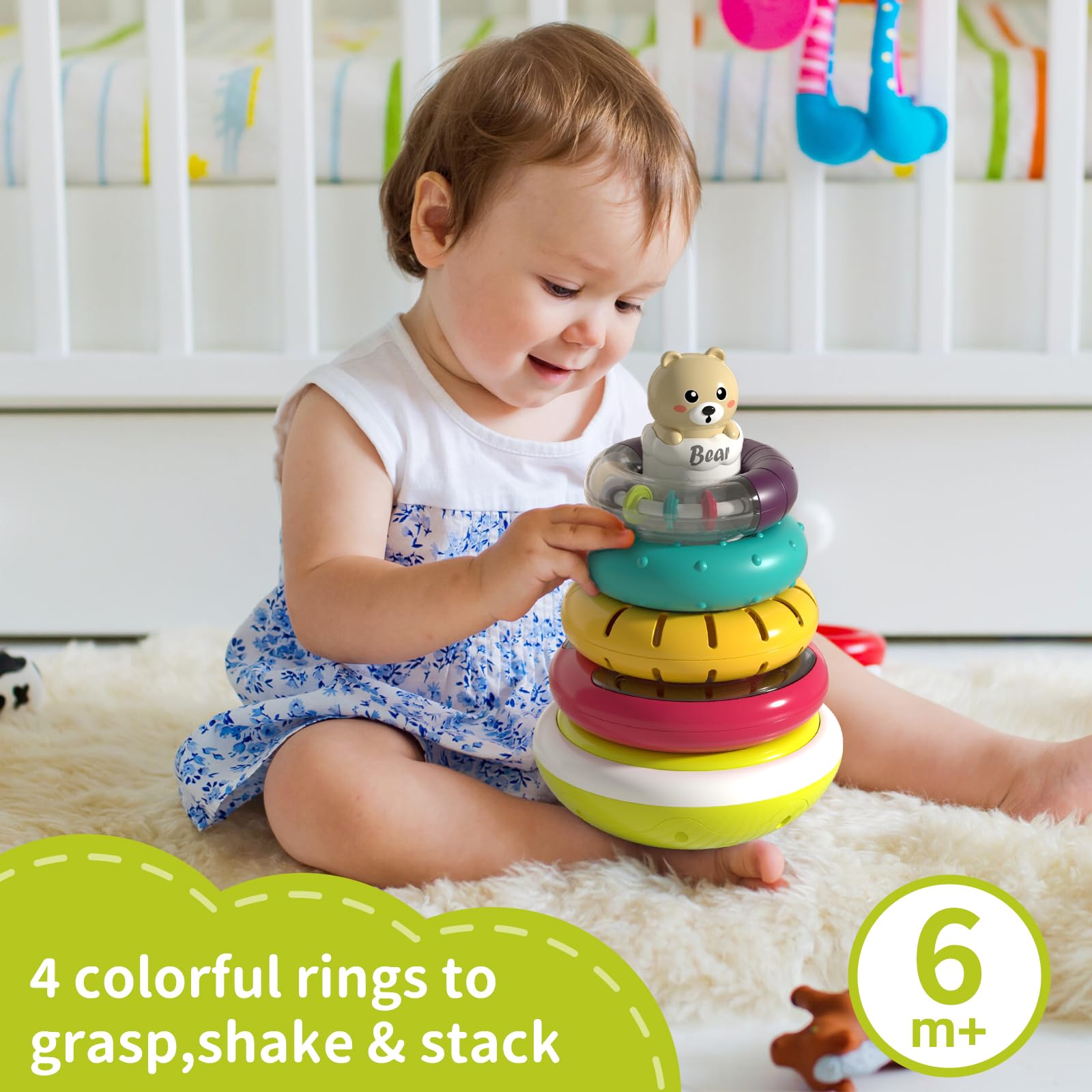 PANITU baby musical rings reveal engaging sounds during playtime.